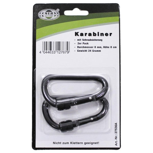 Ausverkauf: 2 St. Karabiner D-Schraub 8mm x 8cm