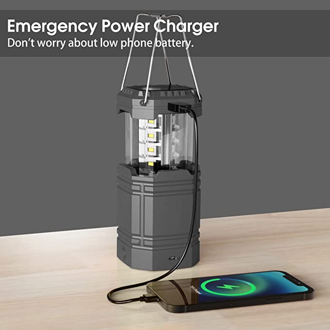 Solar Camping Hand Crank Lantern, Portable Ultra Bright LED Taschenlampe mat nofëllbar Batterie