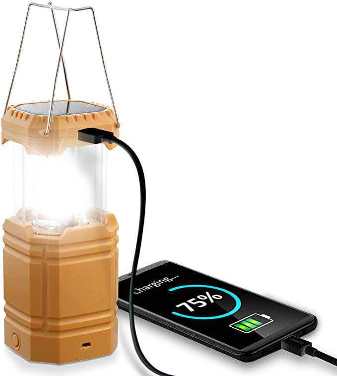 Solar Camping Hand Crank Lantern, Portable Ultra Bright LED Taschenlampe mat nofëllbar Batterie