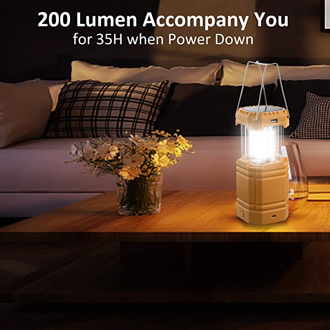 Solar Camping Hand Crank Lantern, Portable Ultra Bright LED Taschenlampe mat nofëllbar Batterie