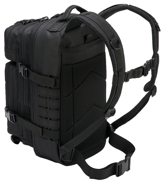 Rucksak Molle US Combat Rucksak Black Taktesch Lasercut PATCH mëttelfristeg