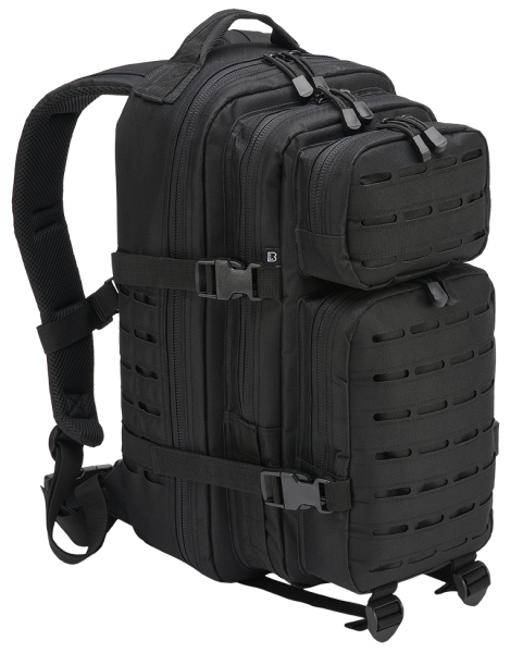 Rucksak Molle US Combat Rucksak Black Taktesch Lasercut PATCH mëttelfristeg