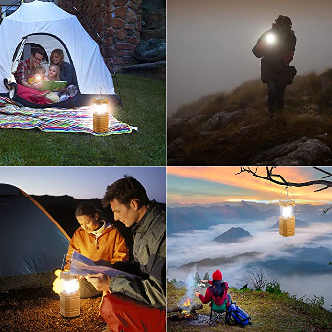 Solar Camping Hand Crank Lantern, Portable Ultra Bright LED Taschenlampe mat nofëllbar Batterie