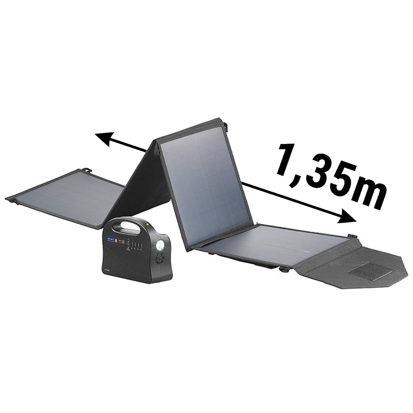 Premium Noutgenerator Kraaftbank mat grousse Solarpanneauen 30000 mAh & 120 Watt Kraaftstatioun mat Socket