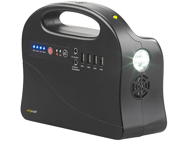 Premium Noutgenerator Kraaftbank mat grousse Solarpanneauen 30000 mAh & 120 Watt Kraaftstatioun mat Socket