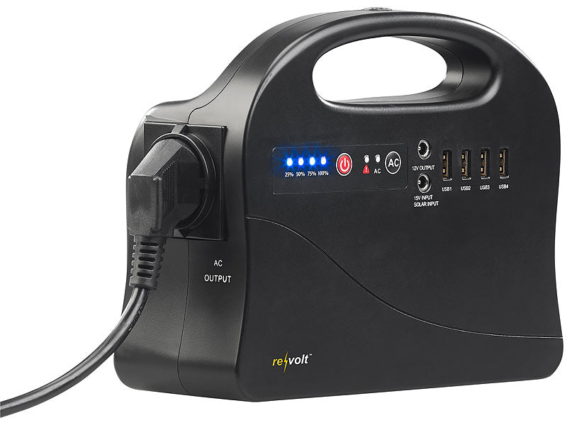 Premium Noutgenerator Kraaftbank mat grousse Solarpanneauen 30000 mAh & 120 Watt Kraaftstatioun mat Socket