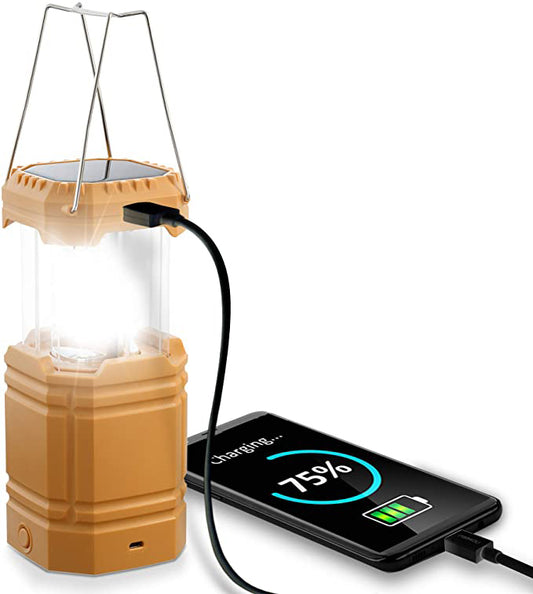 Solar Camping Hand Crank Lantern, Portable Ultra Bright LED Taschenlampe mat nofëllbar Batterie