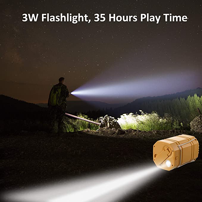 Solar Camping Hand Crank Lantern, Portable Ultra Bright LED Taschenlampe mat nofëllbar Batterie