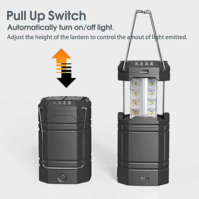 Solar Camping Hand Crank Lantern, Portable Ultra Bright LED Taschenlampe mat nofëllbar Batterie