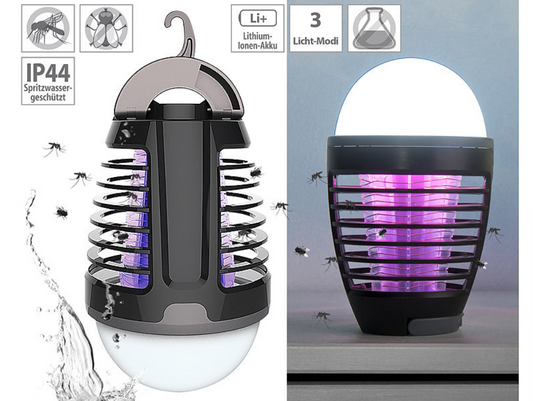 2 an 1: Insektemorder an dimmbar Laterne - Insektschutz - Liicht/Lampe/Lantern - Batterie/USB Verbindung - Noutlicht - Insektelampe - Campinglicht - elektresch - Noutschutz