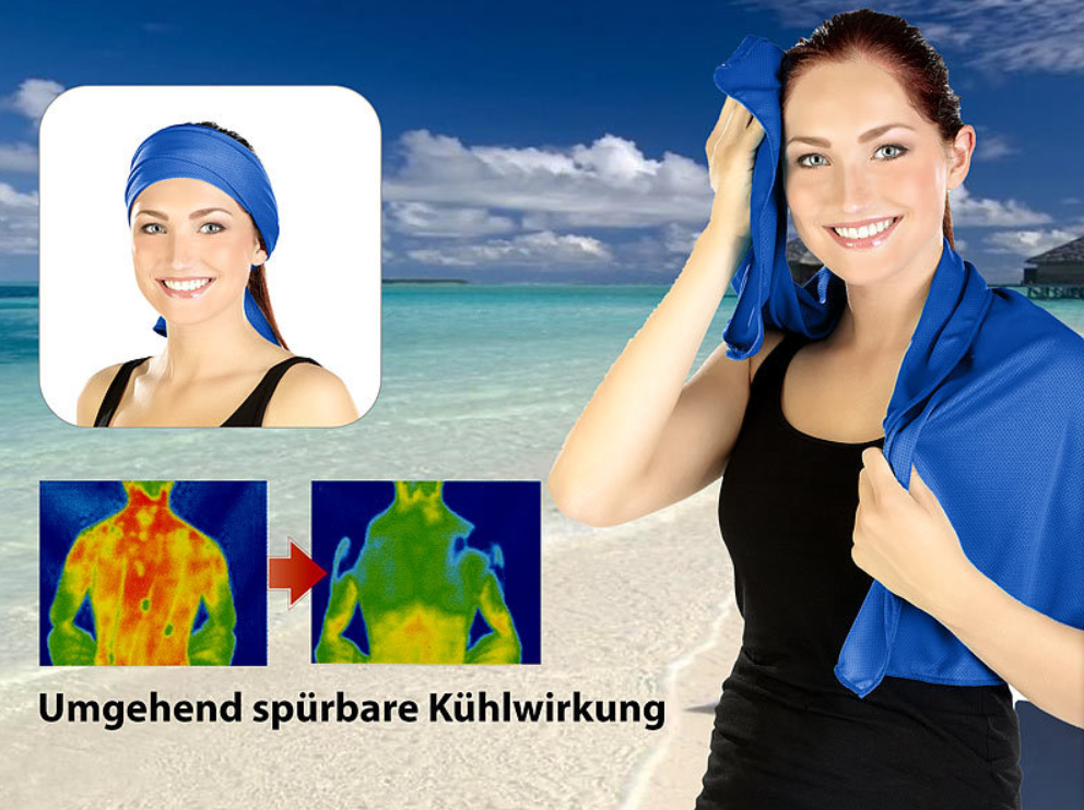 Kühltücher - Set vun 2 - Kühlende multifunktionelle Handtücher - Kühltuch - Handtuch - Kühlen - Nouthandduch - Noutkühlen/Kühlen - Erfrëschung - Erfrëschende Handdicher