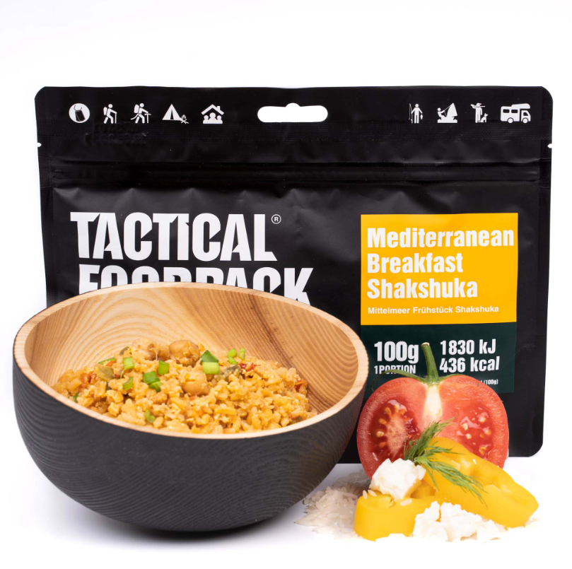 Shakshuka - Mëttelmier Frühstück - 100 Gramm - Frühstück / Frühstück - Noutratioun / Nout Iessen - Noutratioun / Noutversuergung - Noutpack / Meal Pack - Liewensmëttel Ratioun - Iwwerliewe Ratioun - Survival Liewensmëttel - Nährstoffer / Ernährung