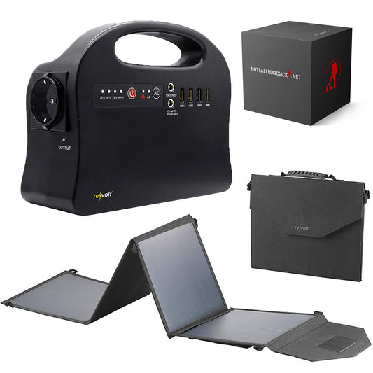 Premium Noutgenerator Kraaftbank mat grousse Solarpanneauen 30000 mAh & 120 Watt Kraaftstatioun mat Socket