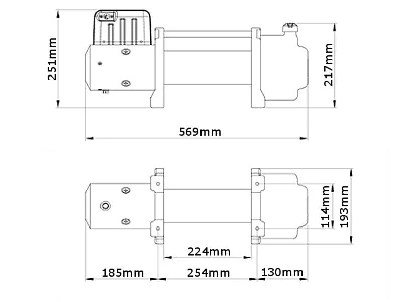 Elektresch Winch 7620kg 12V - Modell WF16 mat Stahlkabel